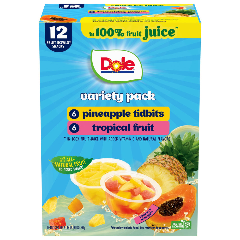 Dole pineapple tidbits close-up in a bowl for a quick, tasty snack.