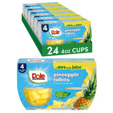 Dole Pineapple Tidbits 100% Juice close-up in a bowl for quick gluten-free snacking.
