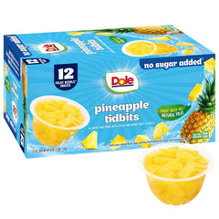 Dole Pineapple Tidbits No Sugar Added close-up—vitamin C rich bite-sized pieces.
