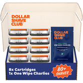 Dollar Shave Club 6-blade razor refills deliver a close, comfortable shave.