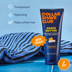 Dollar Shave Club Shave Butter application steps demonstrated for easy use
