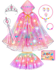 DOLNOW princess light-up cape with rainbow LEDs for magical night-time play