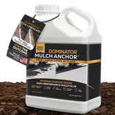 Dominator Mulch Anchor bottle front shows ready-to-use mulch glue for outdoor surfaces.