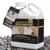 Dominator Rock Anchor bottle demonstrates easy, ready-to-spray application for stable rock landscaping.