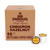 Don Francisco's Cinnamon Hazelnut pods 55-count box, convenient single-serve option for busy mornings.