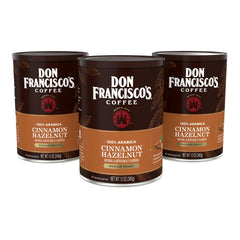 Don Francisco's Cinnamon Hazelnut Coffee can showcases a rich aroma for a flavorful morning.