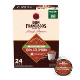 Don Francisco's decaf Colombia coffee pods in a 24-count box for easy daily brewing.