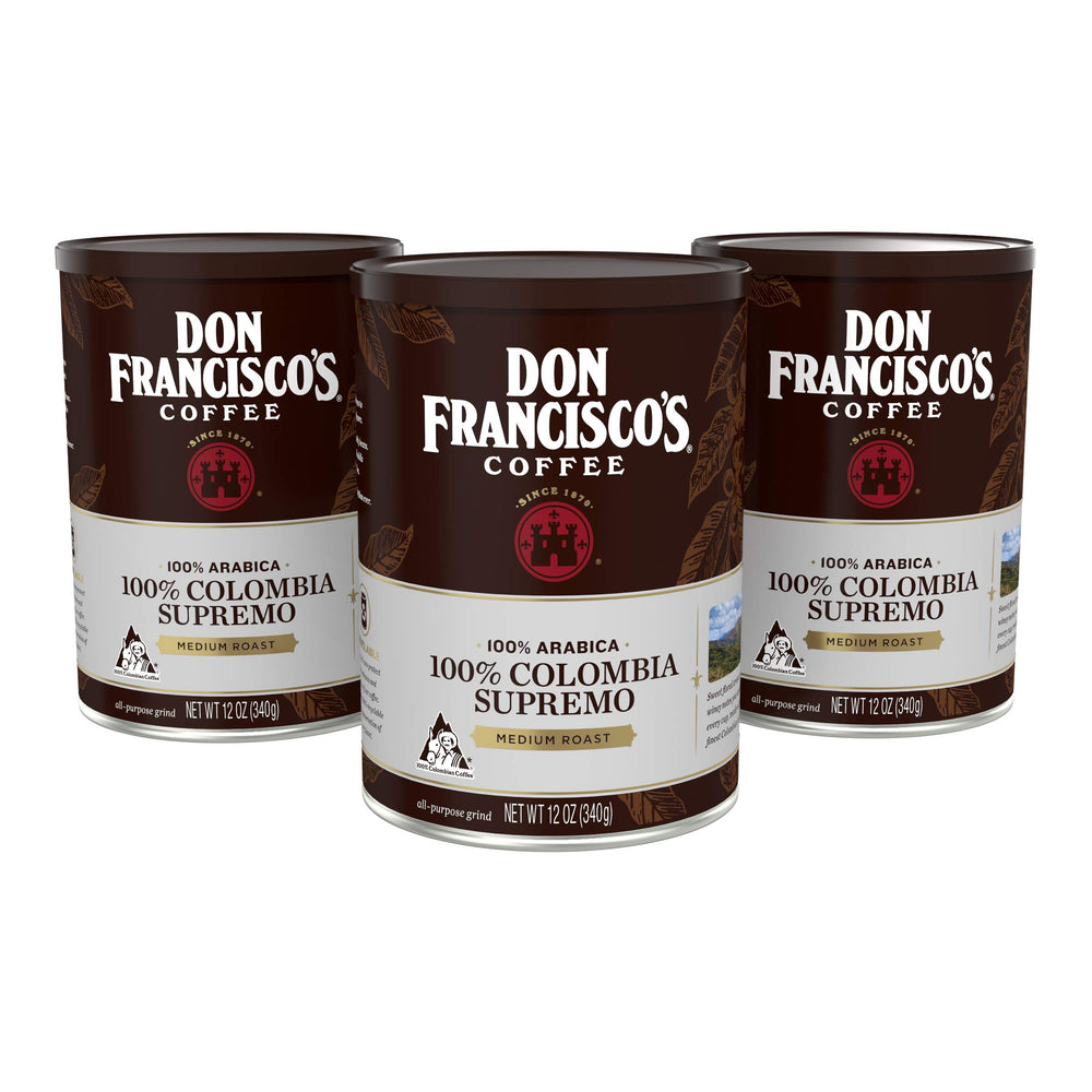 Don Francisco's Premium Colombia Supremo can front shows rich aroma for every pour.