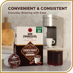 Pouring a cup reveals the smoky aroma of Don Francisco's French Roast.