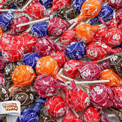 Donty-Tonty POPS lollipops assortment in bulk bag showing five flavors for events and sharing