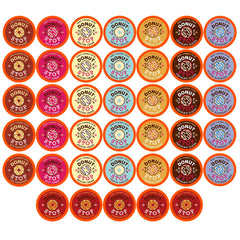 Donut Stop flavored coffee pods variety pack front view for easy mornings