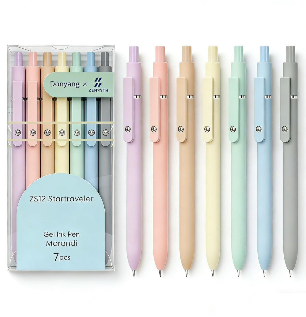 Donyang Gel Pens 7-pack cap close-up with a durable clip for portable writing.