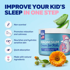 DOODLE HOG Magnesium Cream for Kids being applied for quick-absorb bedtime use