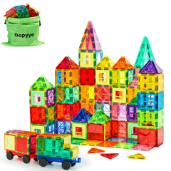 Dopyye 132-piece magnetic tiles set enables large builds and creative play.