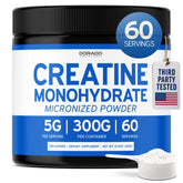 Dorado Nutrition creatine micronized scoop powder showing smooth texture for easy mixing