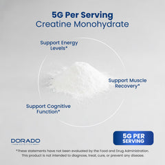 Unflavored Dorado Nutrition creatine packaging highlighting no added flavors