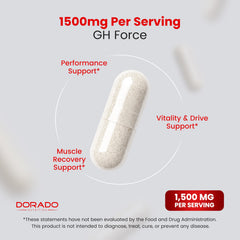 DORADO NUTRITION HGH ingredient blend includes L-Arginine and L-Glutamine.