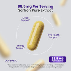 DORADO NUTRITION saffron threads close-up representing the extract inside.
