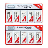 Dorco ST301 Platinum Extra Double Edge blades in a pack-shot for precise shaving.