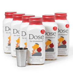 DOSE cholesterol bottle 16oz glass highlights heart-supporting blend for daily use.