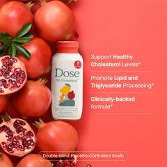 DOSE six-pack bottles emphasize convenient, shelf-stable cholesterol support for routines.