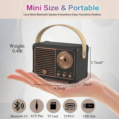 Dosmix retro Bluetooth speaker back view, perfect for small spaces