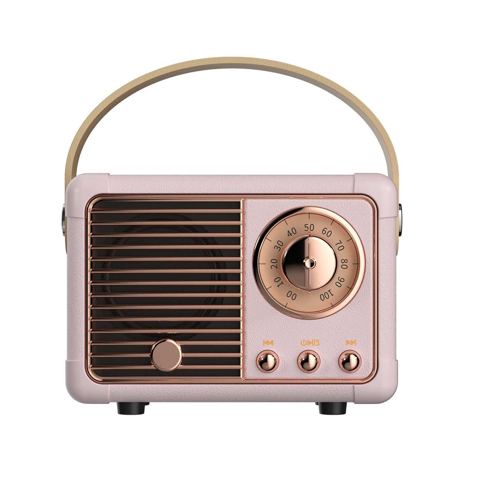Dosmix Retro Bluetooth Speaker front view, compact for desk and travel