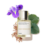 Dossier Woody Sandalwood bottle close-up showcasing premium fragrance composition.