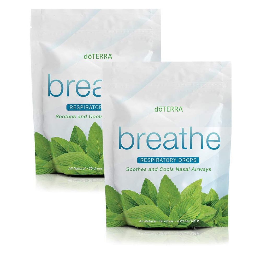 doTERRA Breathe two-pack drops on a clean surface, ready for daily use and clear airways.