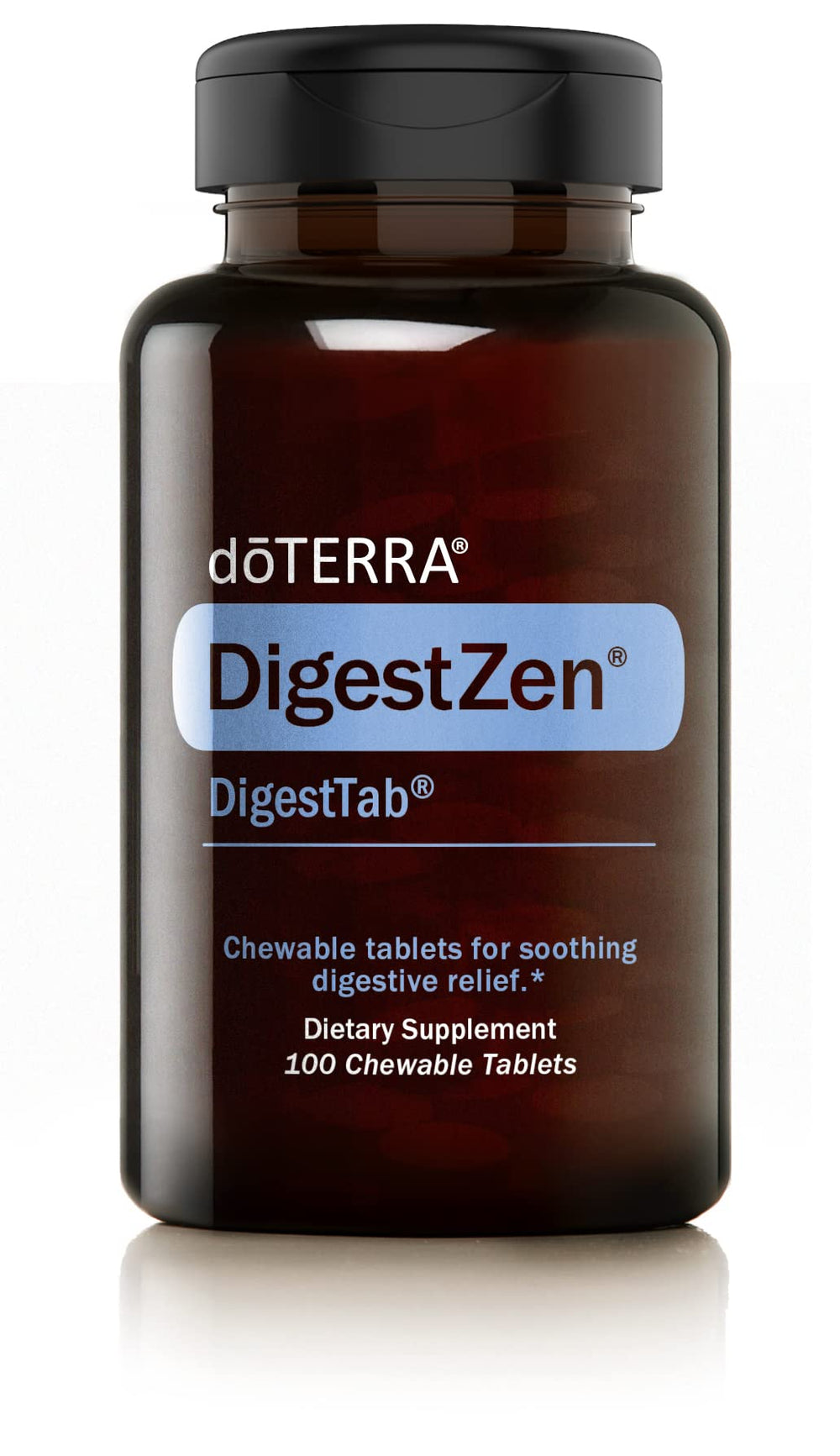 doTERRA DigestTab bottle with chewable tablets for on-the-go digestion support.