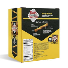 Dot's Honey Mustard Pretzels bag on store shelf ready for shareable snacking.