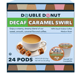 Double Donut Caramel Swirl decaf pod brewing a comforting cup.