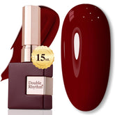 Double Rhythm burgundy 15ml gel nail polish bottle shows rich color for a flawless manicure.