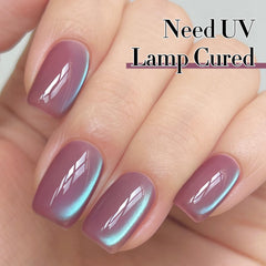 Base coat pairing guidance for Double Rhythm cat eye gel nails.