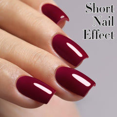 Double Rhythm burgundy gel polish application brush ensures smooth, even coverage.