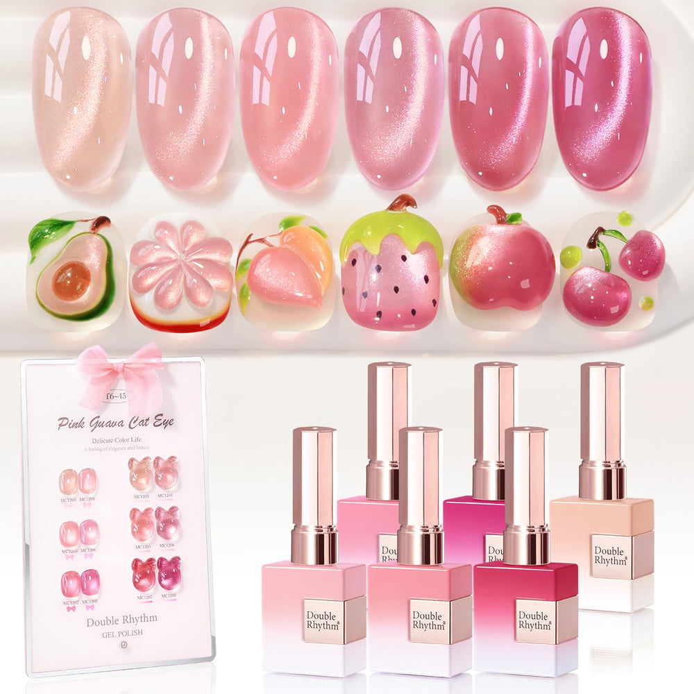 Double Rhythm Rose T6-45 cat eye gel polish bottle front view for home shimmer nails