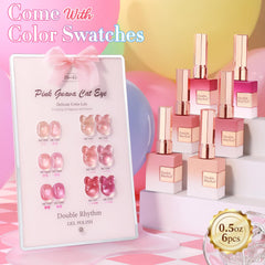 Double Rhythm Rose T6-45 gel polish side view showing magnet shimmer for chic nails