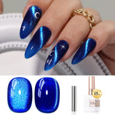 Double Rhythm cat eye polish with magnet close-up showing shimmering effect