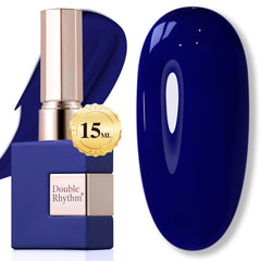 Double Rhythm navy gel polish 15ml bottle enhances long-lasting nails.