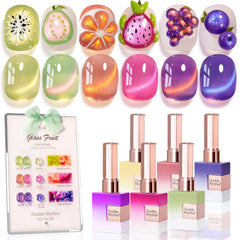 Double Rhythm Glass Rose Pink 6-piece gel polish set for cohesive home manicures with shimmer