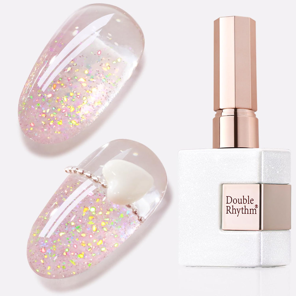 Double Rhythm Glitter Gel Polish Pink B1161 bottle for a high-gloss shimmering finish.