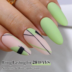 Double Rhythm Green A1409 dried gloss finish on sample nail.