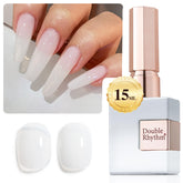 Double Rhythm jelly milky polish bottle shows translucent finish.