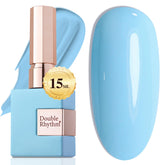 Double Rhythm light-blue gel nail polish bottle for a sheer, versatile manicure.