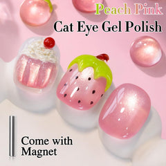 Close-up of magnet creating a magnetic cat-eye effect on the gel polish.