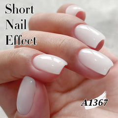 Applying Double Rhythm Milky White gel polish for smooth coverage.