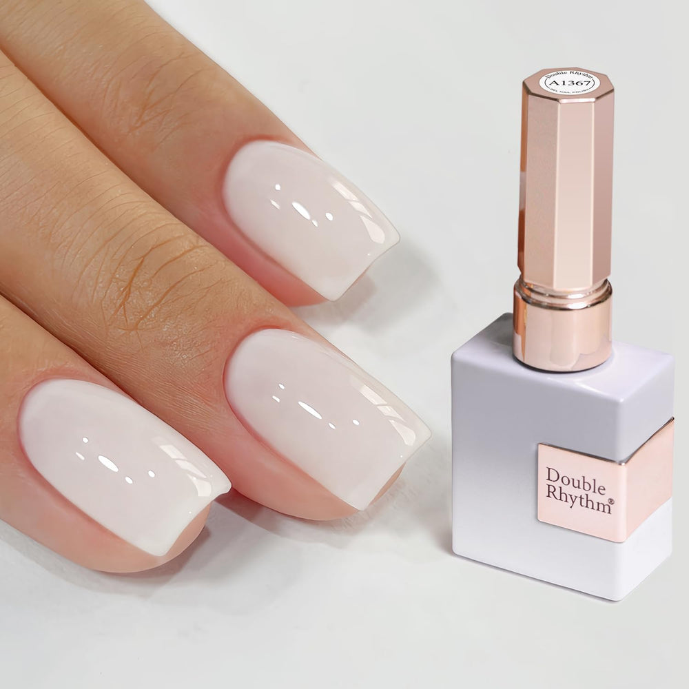Double Rhythm Milky White gel polish bottle showing a pure sheer shade for at-home salon results.