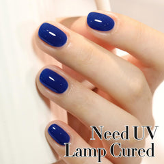 Double Rhythm navy gel polish brush-focused image shows beginner-friendly application.