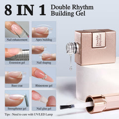 Double Rhythm rubber gel on nails builds apex for stronger, longer-looking nails.