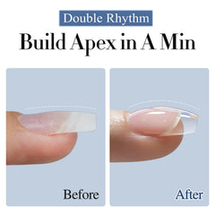 Close-up of nails cured under LED lamp with Double Rhythm glossy finish.